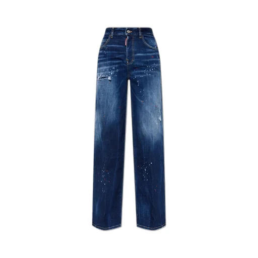 Distressed Wide-Leg Jeans
