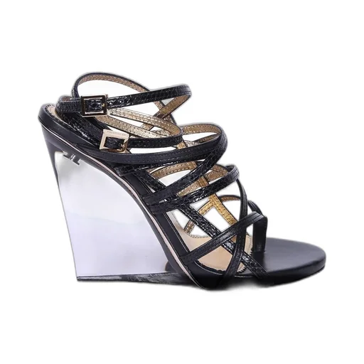 Crossed Strap Wedge Sandals