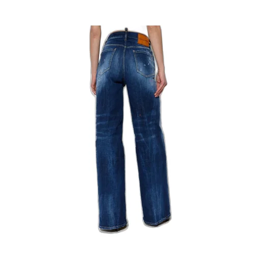 Distressed Wide-Leg Jeans