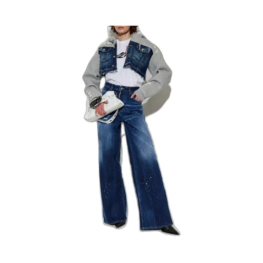 Distressed Wide-Leg Jeans