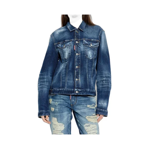 Buttoned Distressed Denim Jacket