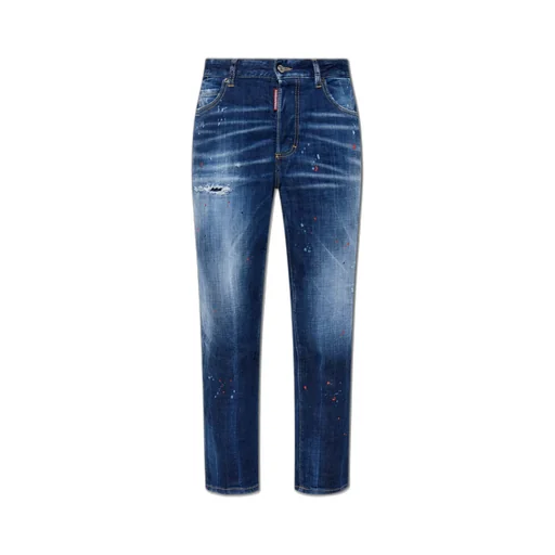 Logo Patch Distressed Jeans