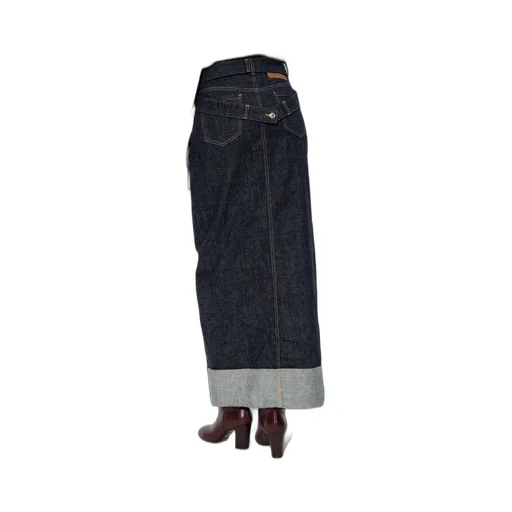 Belted Denim Maxi Skirt
