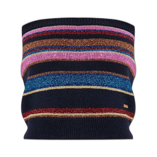 Off-The Shoulder Lurex Thread Striped Knit Top