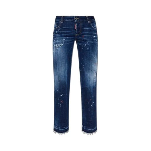 Logo Patch Distressed Jeans