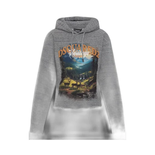 Printed Distressed Hoodie