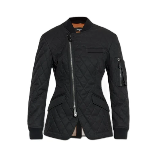 Logo Printed Quilted Zip-Up Jacket