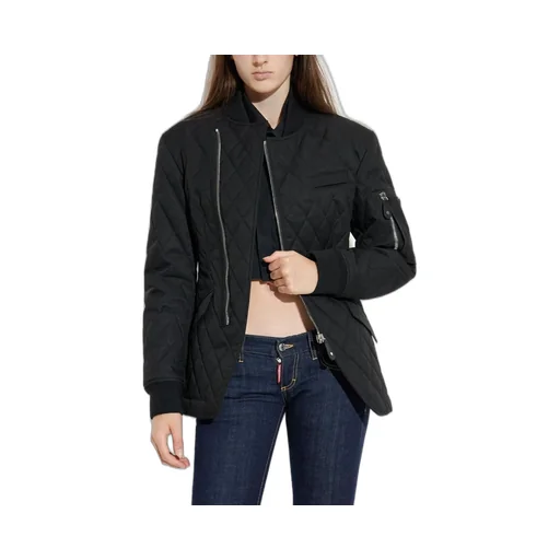 Logo Printed Quilted Zip-Up Jacket