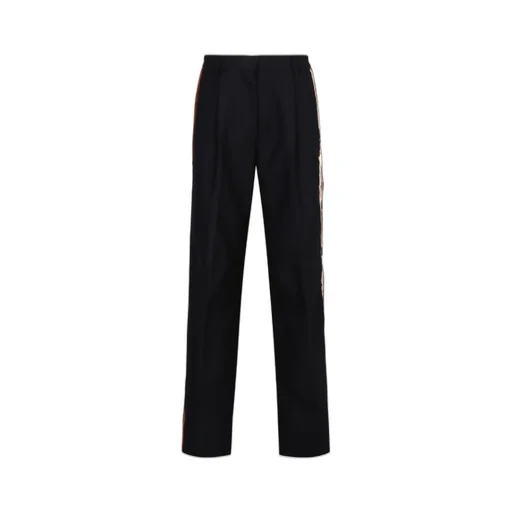 Velvet-Trim Straight-Leg Trousers