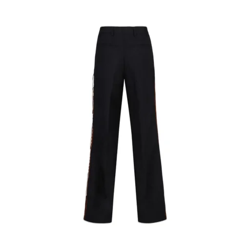 Velvet-Trim Straight-Leg Trousers