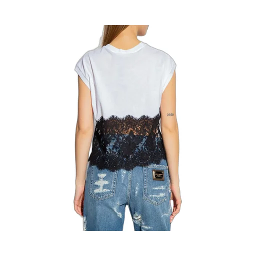 Lace Trimmed Logo Plaque T-Shirt