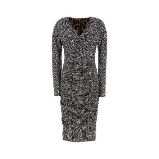 Chevron Printed Cady Midi Dress