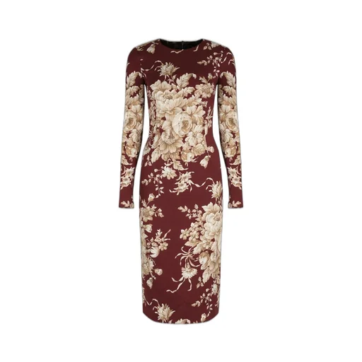 Rose-Print Charmeuse Dress