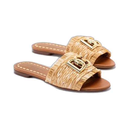 Logo Plaque Braided Slippers