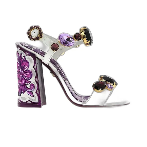 Painted Heel Embellished Sandals