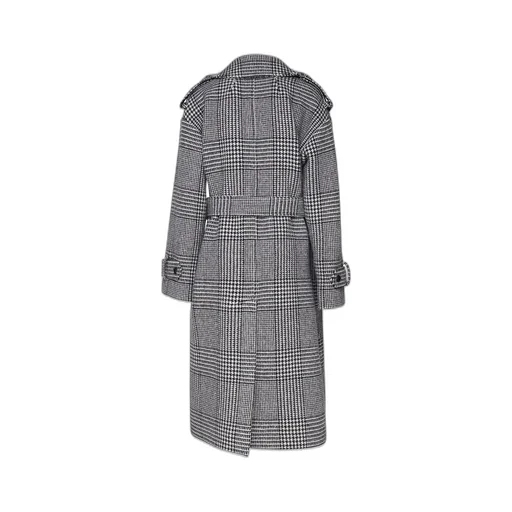 Houndstooth Check Trench Coat