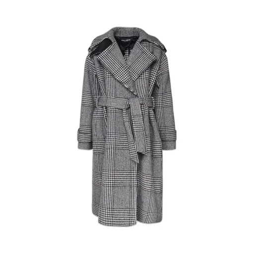 Houndstooth Check Trench Coat