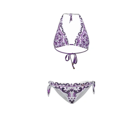 Majolica-Printed Triangle Bikini Set