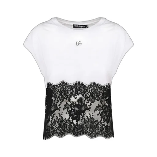 Lace Trimmed Logo Plaque T-Shirt