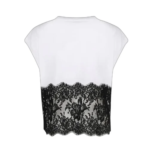 Lace Trimmed Logo Plaque T-Shirt