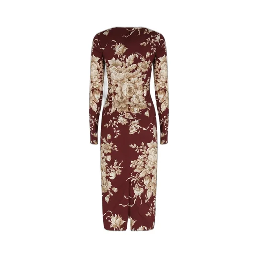 Rose-Print Charmeuse Dress