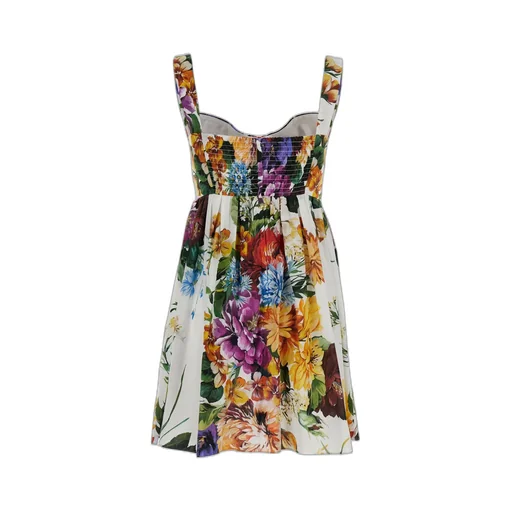 Flower Bouquet-Printed Mini Poplin Dress