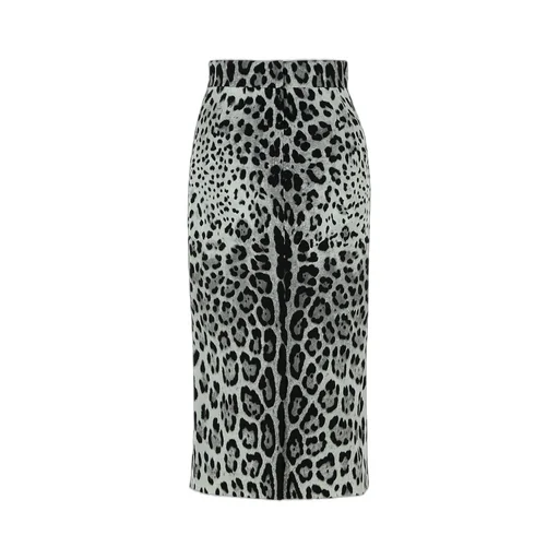 Leopard Printed Charmeuse Midi Pencil Skirt