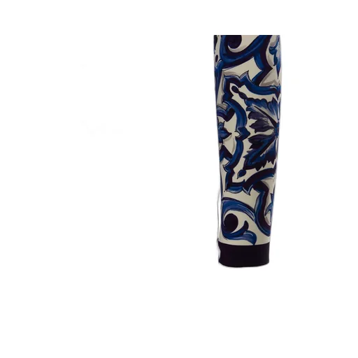 Majolica-Print Long-Sleeved Dress