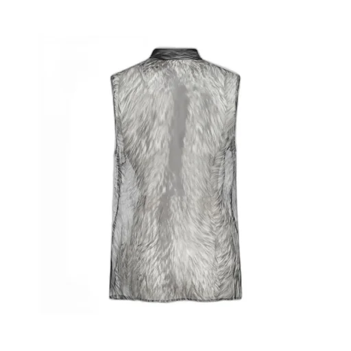 Fur-Printed Chiffon Pussy-Bow Shirt