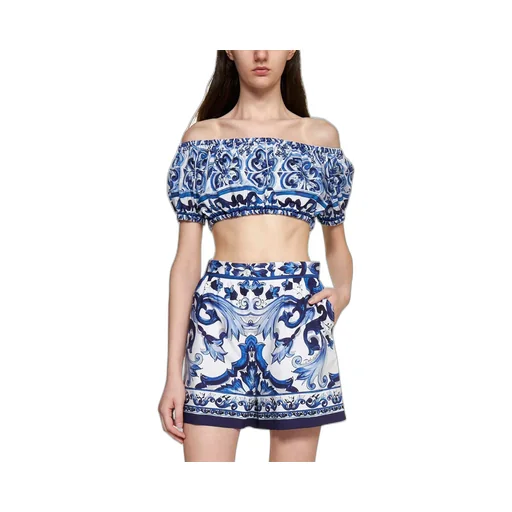 Mediterraneo Printed Off-Shoulder Top