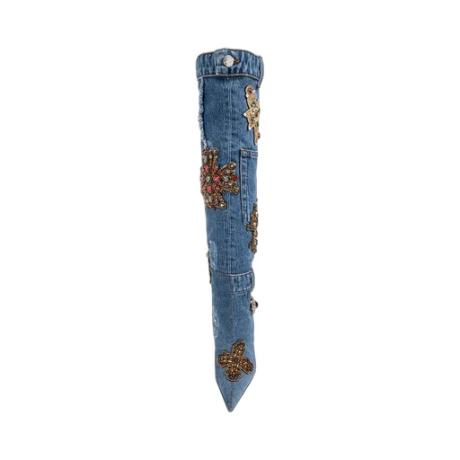 Embellished Denim Boots