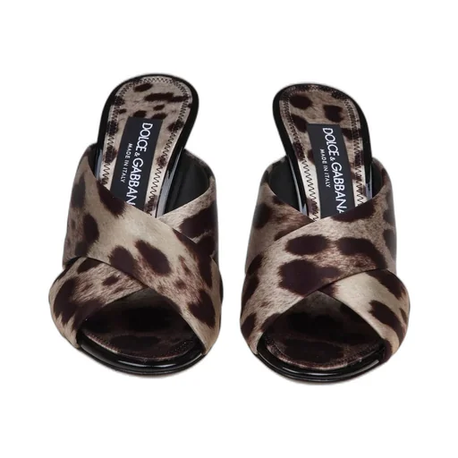 Leopard-Printed Satin Mules