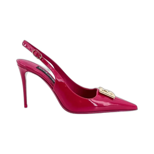 Logo Plaque Pointed Toe Slingback Pumps