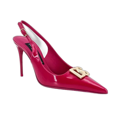 Logo Plaque Pointed Toe Slingback Pumps