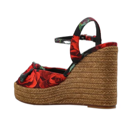 Floral Motif Wedge Sandals