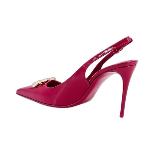 Logo Plaque Pointed Toe Slingback Pumps