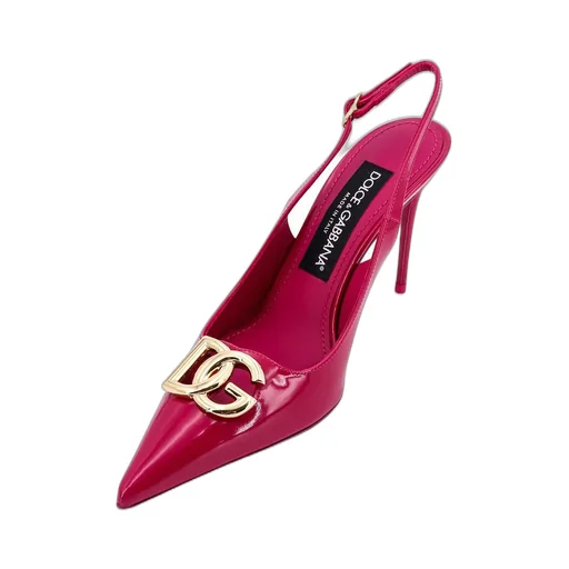 Logo Plaque Pointed Toe Slingback Pumps