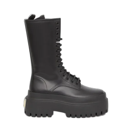 Logo Plate Lace-Up Boots