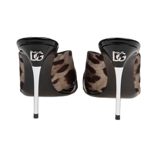 Leopard-Printed Satin Mules