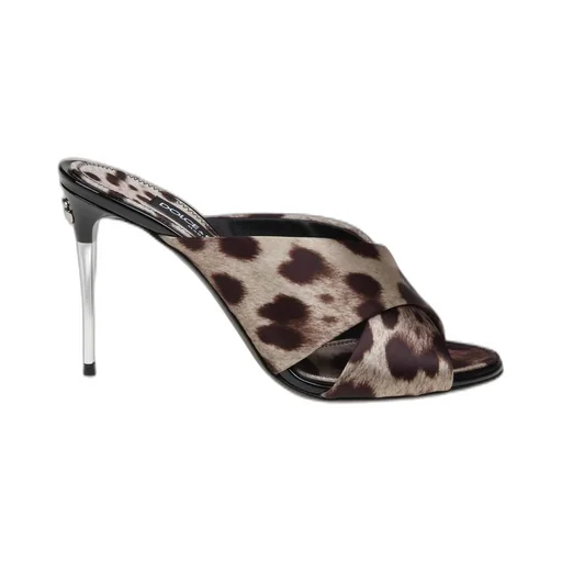 Leopard-Printed Satin Mules