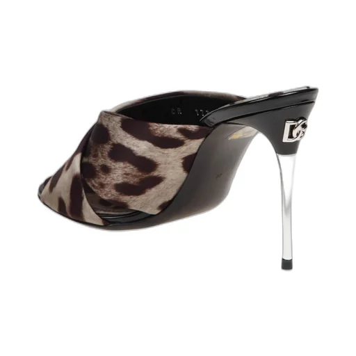 Leopard-Printed Satin Mules