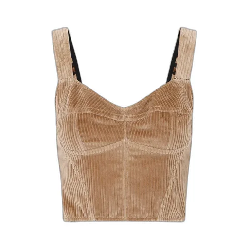 Bustier-Style Cropped Corduroy Top