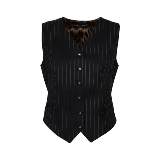 Leopard Printed Striped Gilet