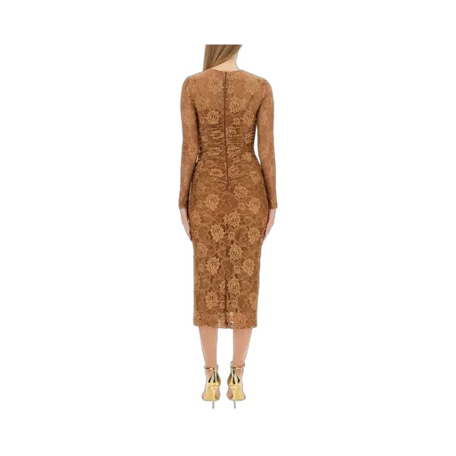 Chantilly-Lace Crewneck Midi Dress