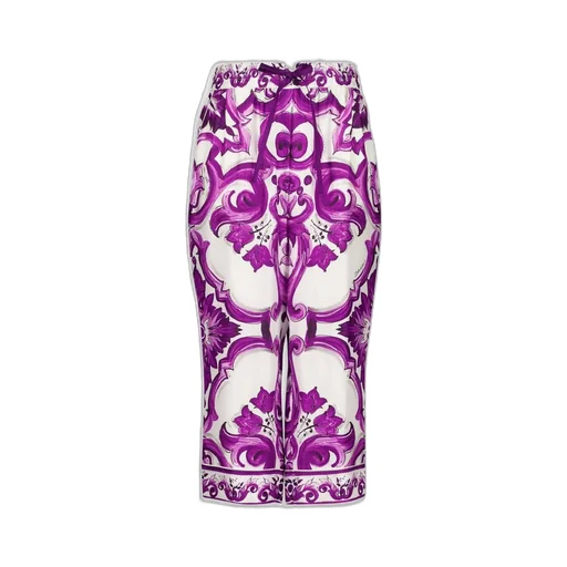 Majolica-Printed Wide-Leg Culottes