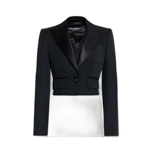 Cropped Gabardine Tuxedo Jacket