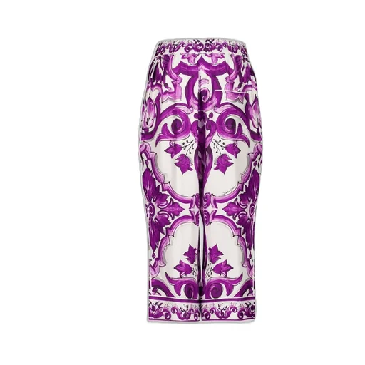 Majolica-Printed Wide-Leg Culottes