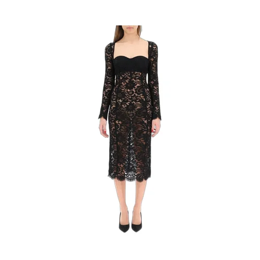 Lace Long-Sleeved Midi Dress