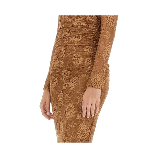 Chantilly-Lace Crewneck Midi Dress