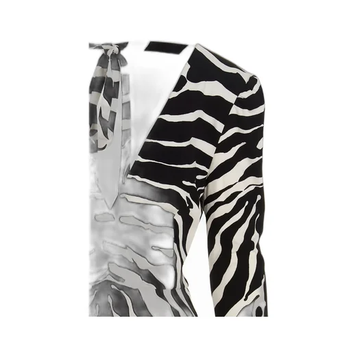 Zebra-Printed V-Neck Midi Dress